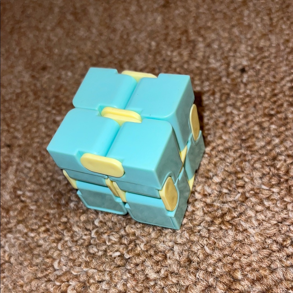 Aqua and Yellow Infinity Cube Fidget Toy